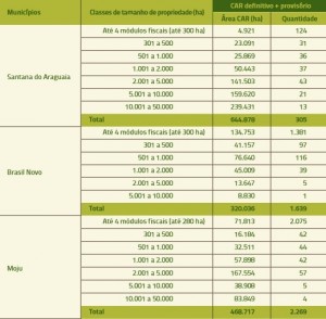 tabela 1 numero CAR cont 2 300x294 - Gestão Ambiental Rural: custos e receitas do controle ambiental em doze municípios do Pará