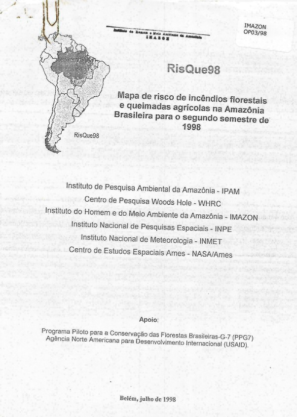 Mapa de Risco de Incêndios Florestais e Queimadas Agrícolas na Amazônia Brasileira para o Segundo Semestre de 1998