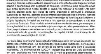 Os desafios ao manejo florestal em pequena escala na Amazônia