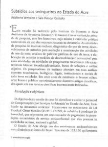 Subsídios aos seringueiros no Estado do Acre