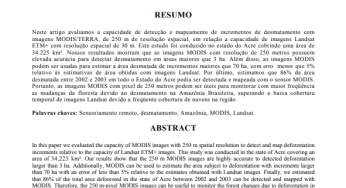 Comparação entre imagens Landsat ETM + E MODIS/TERRA para detecção de incrementos de desmatamento na região do Baixo Acre.