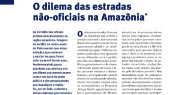 O dilema das estradas não-oficiais na Amazônia.