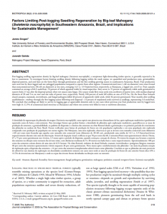 Captura de tela 2025 05 20 091837 235x300 - Factors Limiting Post-logging Seedling Regeneration by Big-leaf Mahogany (Swietenia macrophylla) in Southeastern Amazonia, Brazil, and Implications for Sustainable Management.
