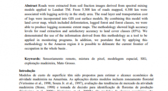 Extração de Informações de Imagens Landsat para Modelos de Alcance Econômico da Atividade Madeireira.