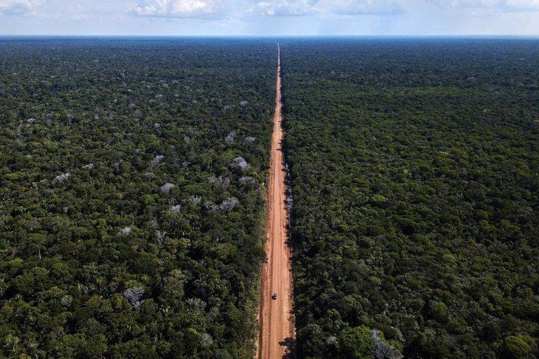 Trecho da BR319 no Amazonas Foto Dnit - Estradas cortam ou se aproximam de 41% da área de floresta na Amazônia, mostra mapeamento inédito