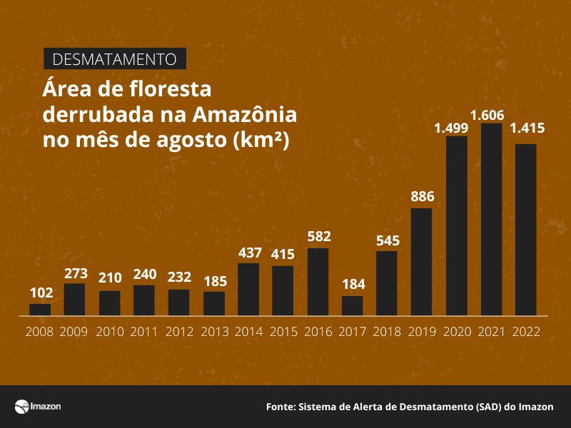 SITE SAD AGO 2008 2022 - Desmatamento na Amazônia chega a quase 8 mil km² em 2022, pior acumulado em 15 anos