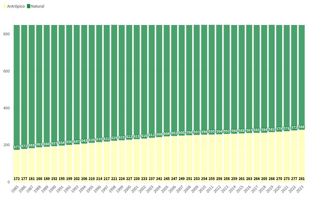 Infografico colecao 9 MapBiomas - Em 2023, a perda de áreas naturais no Brasil atinge a marca de 33% do território