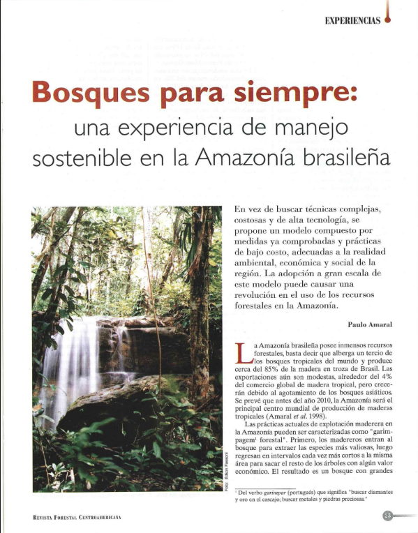 Bosques para siempre: una experiencia de menejo sostenible en la Amazonía brasilenã